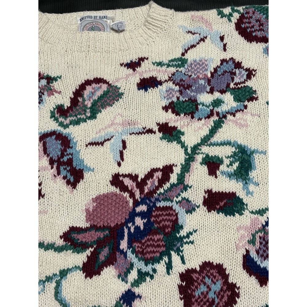 Vintage Cottage Grandma Core Sweater Flower Floral Cape Isle Knitters M-XL Rare - Picture 6 of 7